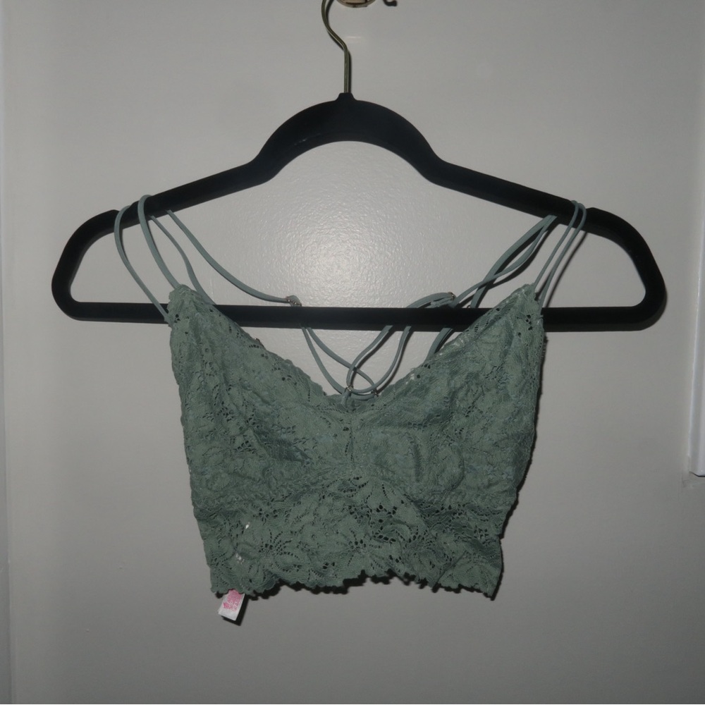 Lace Cropped Top in Sage Green